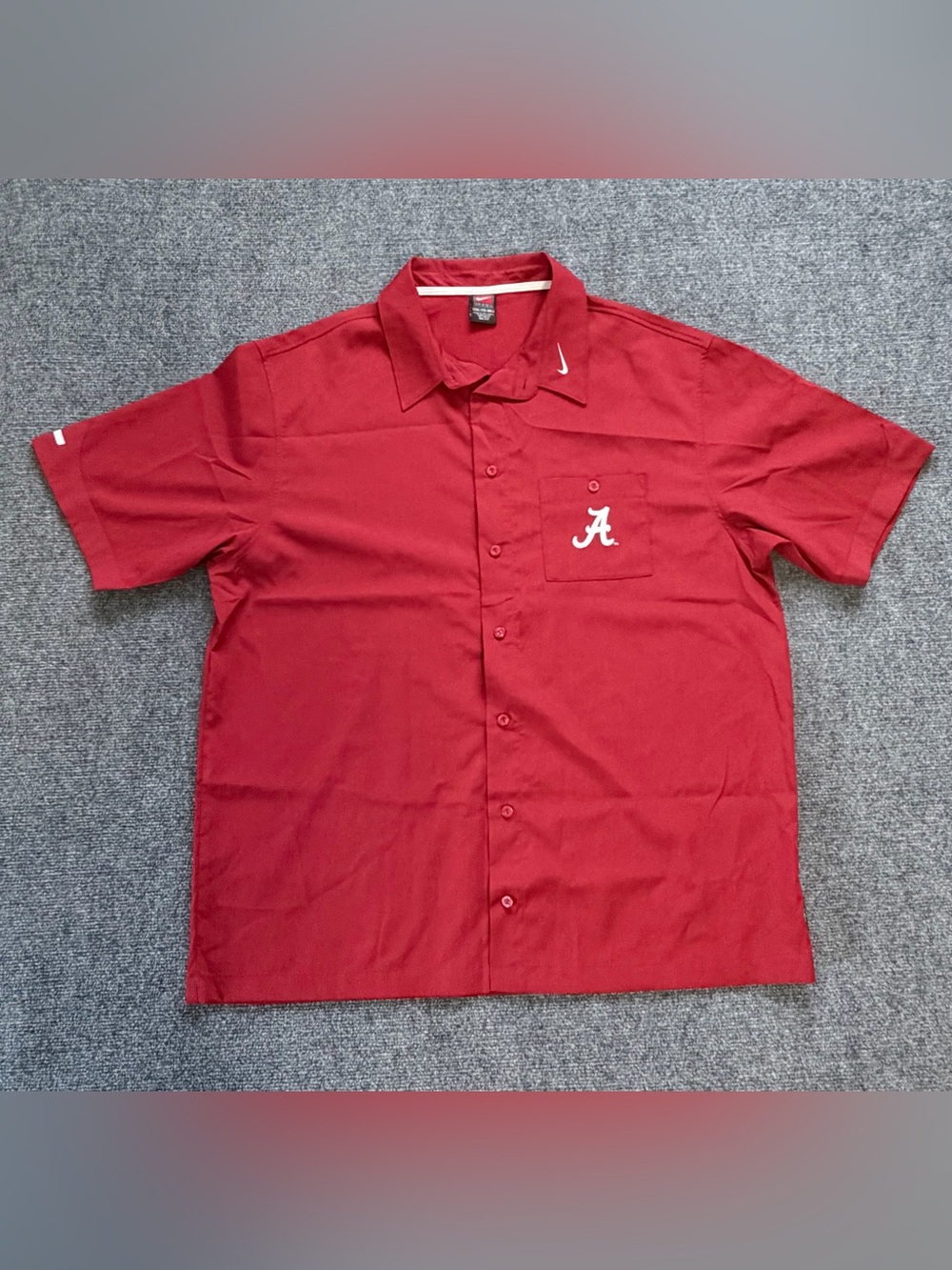 Nike Alabama Crimson Tide Dri-FIT Button Up Shirt Men’s XXL Red Short Sleeve